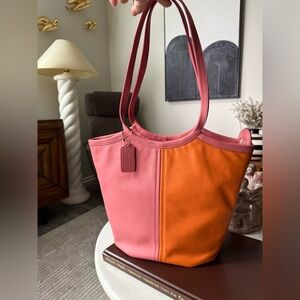 NWT Coach Colorblock BEA Tote - Pink and Orange